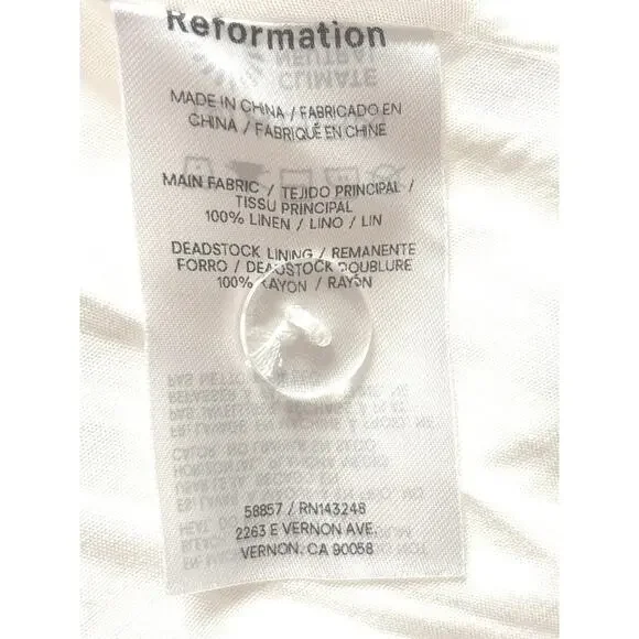 Reformation NWT Balia Linen Midi Dress Sz 4 White Sleeveless Cottagecore… - Picture 7 of 7